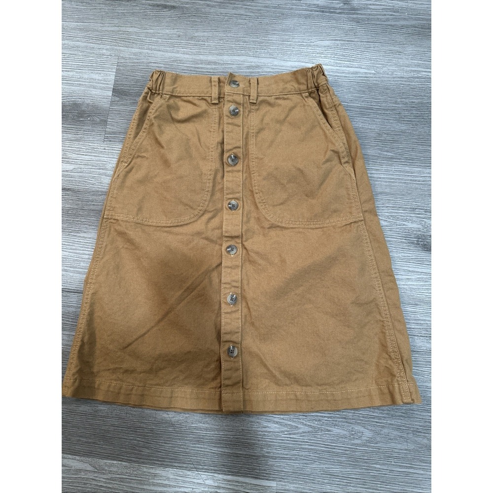 Patagonia Point Reyes Canvas Skirt Denim Size Xs Brown Button Front Denim A Line